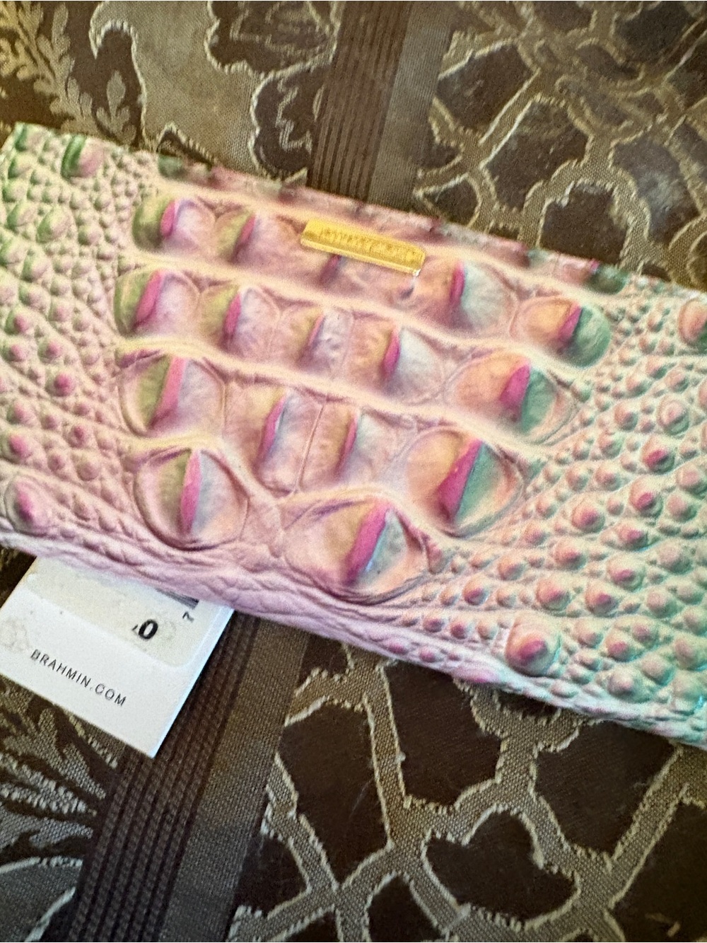 BRAHMIN Cordelia Royal Ombre Melbourne Wallet/Checkbook Cover In Apple Blush NWT